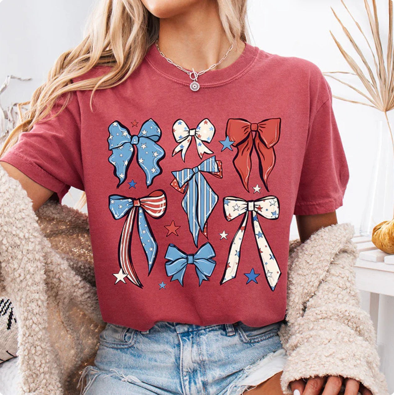 Red White and Blue Ribbon Shirt